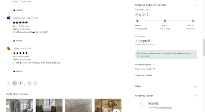 Etsy product page -exchanges accepted Etsy vendors get to dictate whether returns or exchanges are accepted. On this example product page, the “Shipping and return policies” sidebar says “Exchanges Accepted - Exceptions may apply”.