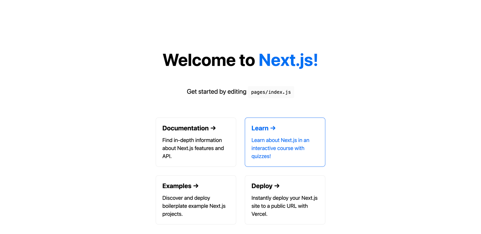 An image showing Next.js homepage Next.js homepage