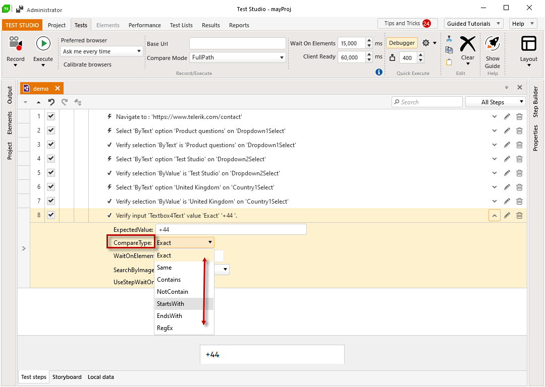 Verify exact text value by comparing