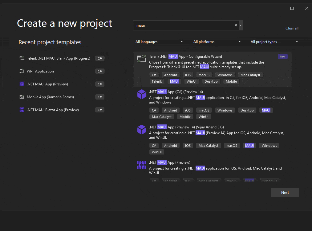 Visual Studio Extension for Telerik UI for .NET MAUI Visual Studio Extension for Telerik UI for .NET MAUI
