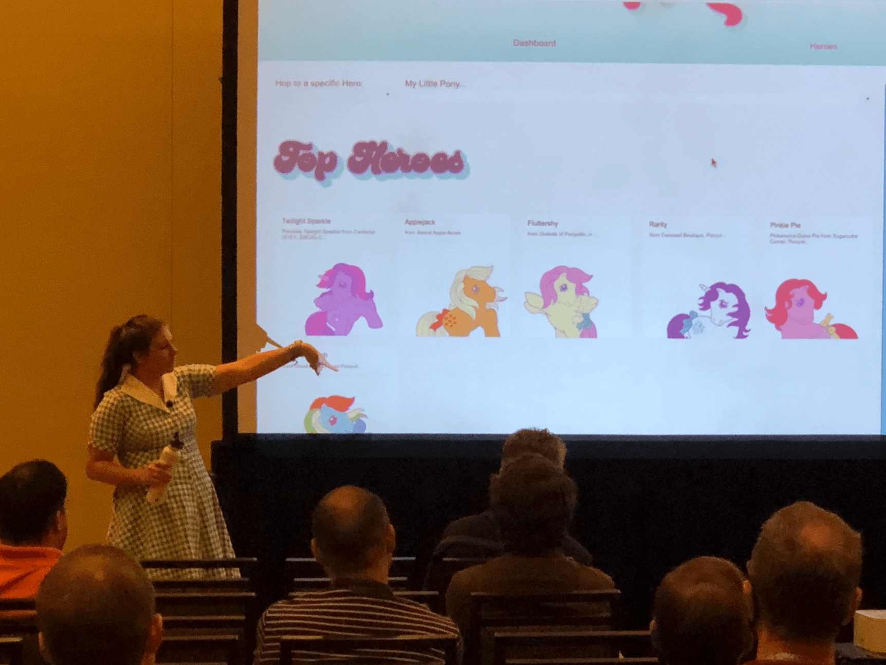 alyssa-nicoll-talk Alyssa Nicoll giving a talk in front of a My Little Pony slide