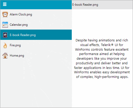 RadNavigationView RadNavigationView allows a menu to pop out