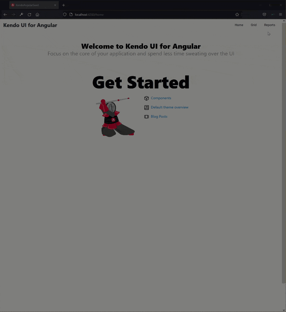 Angular Report Viewer Angular Report Viewer gif shows user browsing different reports – dashboard, employee sales, invoices
