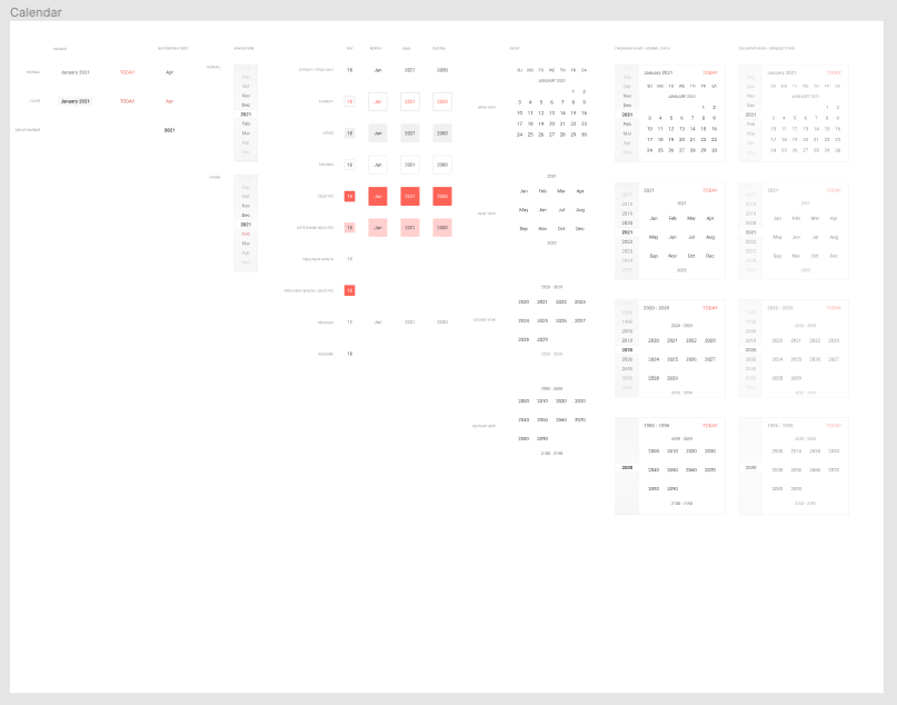 Kendo UI Figma Kit for Calendar Kendo UI Figma Kit for Calendar shows vast number of controls for customization