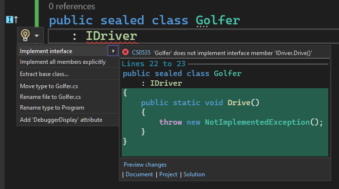 Figure 2 Code now has 'static' in it: ...public static void Drive()...