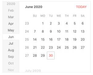 KendoReact Calendar with week numbers by selection wheel KendoReact Calendar with week numbers by selection wheel