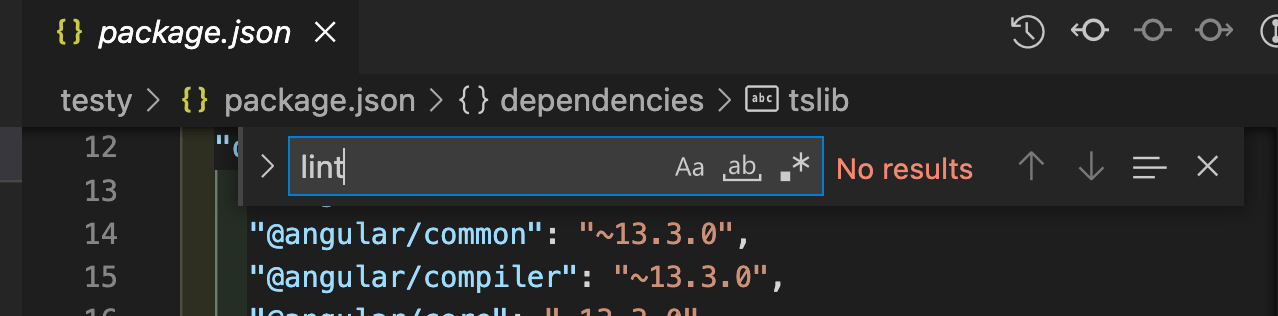 no-linter Searching for lint in pacakge.json yields no results