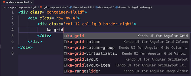 Kendo UI Productivity Tools Angular Kendo UI Productivity Tools Angular code snippets