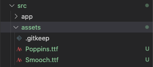 fonts src - assets includes two ttf files