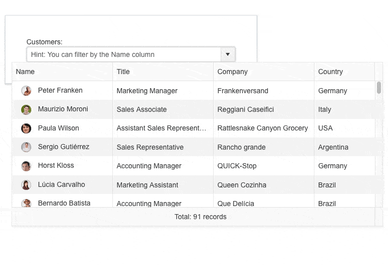 Telerik UI for Blazor MultiColumn ComboBox Telerik UI for Blazor MultiColumn ComboBox
