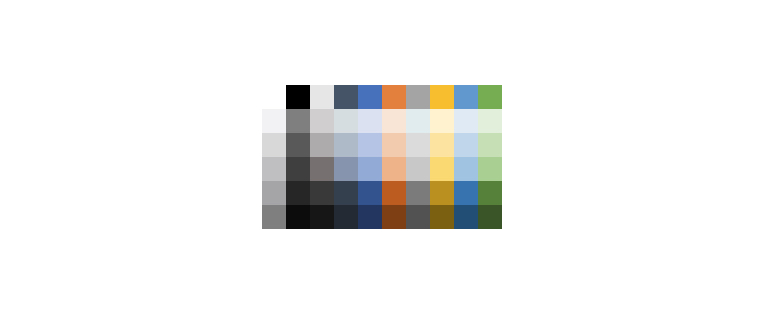 Kendo UI for Vue ColorPalette Kendo UI for Vue ColorPalette shows a palette with 10 main colors and their related variants