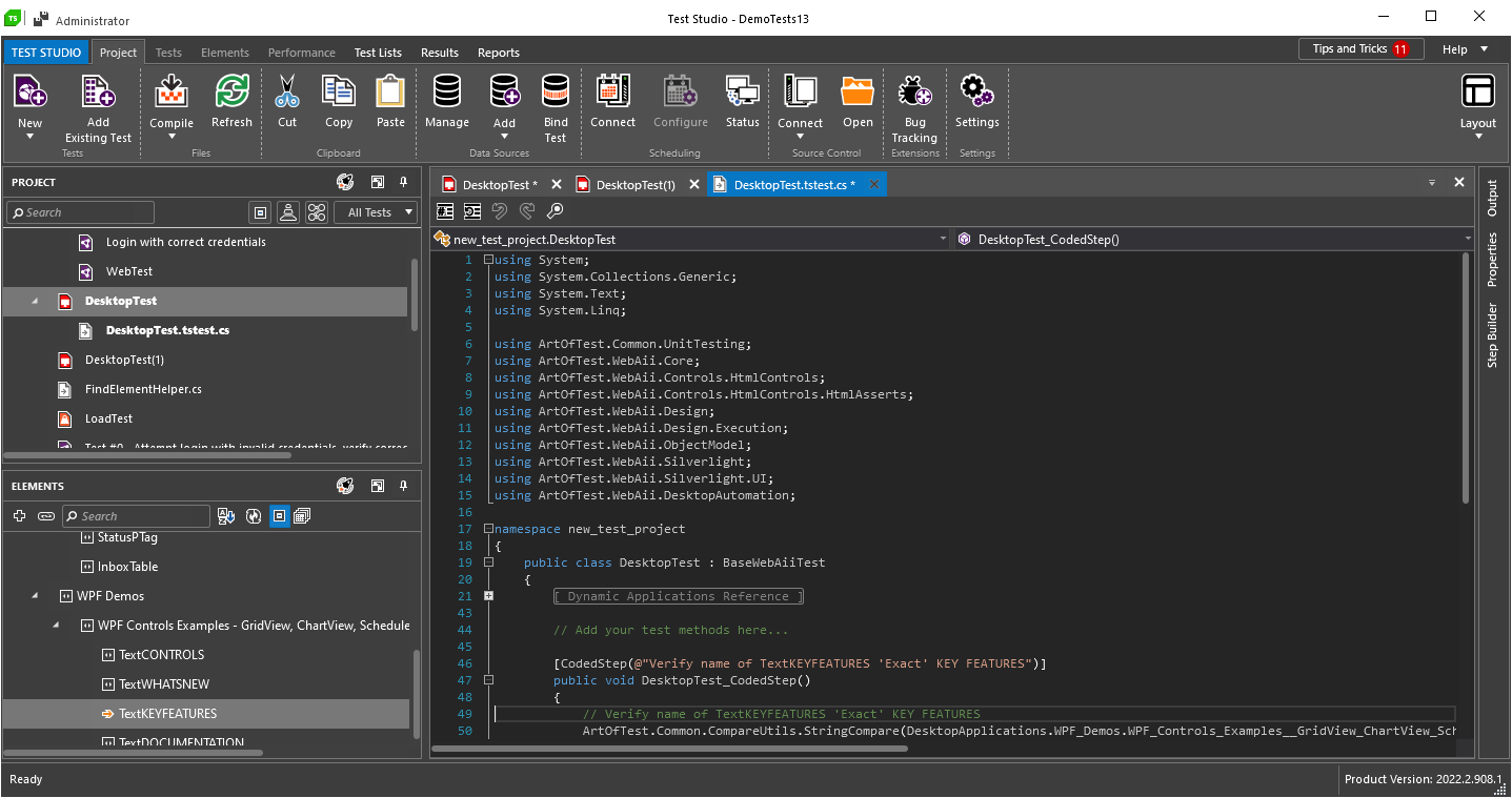 code Code Editor in Test Studio Standalone IDE and Visual Studio Plugin