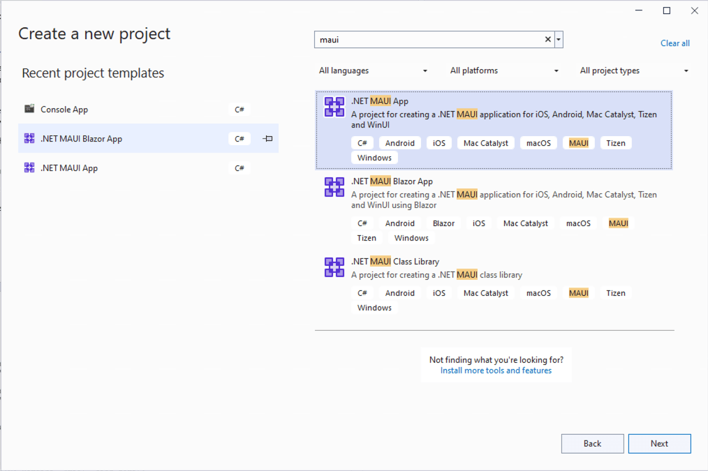 Create a .NET MAUI App Create a New Project: .NET MAUI App