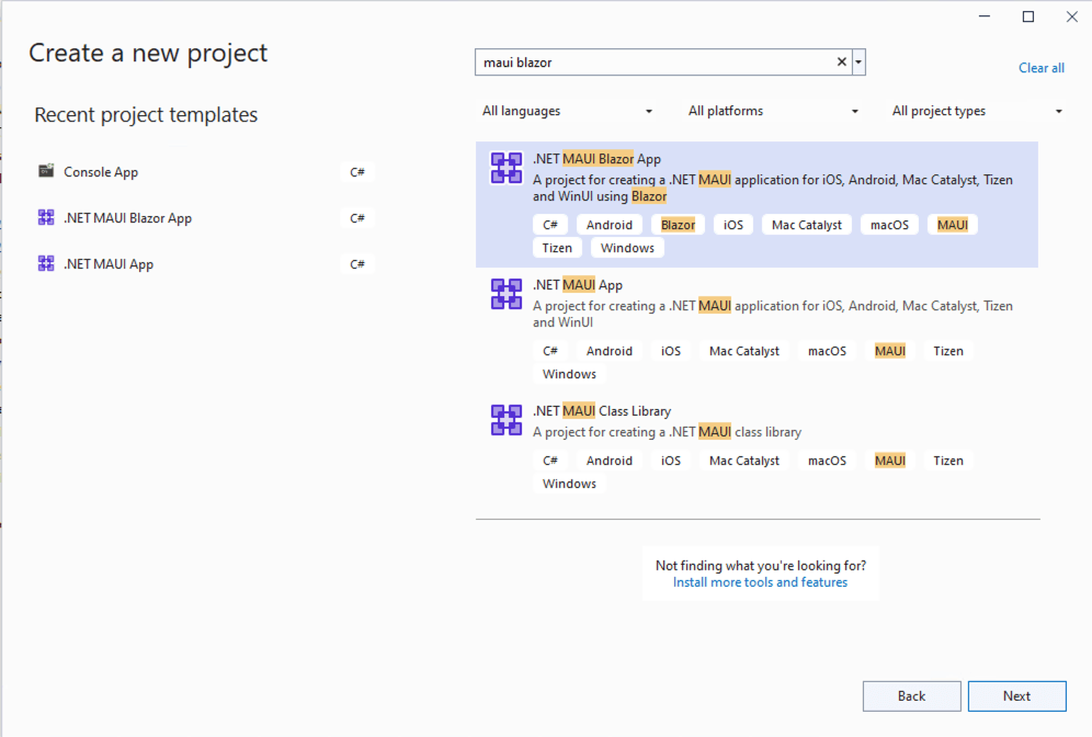 Create a .NET MAUI Blazor App Create a New Project: .NET MAUI Blazor App