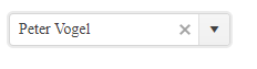 Kendo UI for Angular Dropdown Combobox Screenshot of a traditional combobox with text in the textbox portion, an x at the end of the textbox for deleting the content, and an arrow at the far end of the component for displaying the combobox’s dropdownlist.