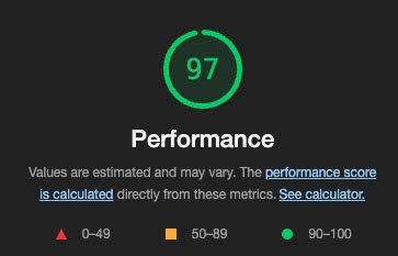 Performance Check 2 Performance check shows 97 in green