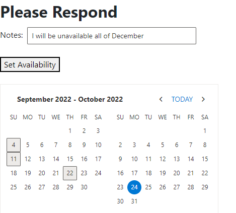 A visually identical page, the primary differences being that two months are shown side-by-side and there is no month list down the left side of the Calendar