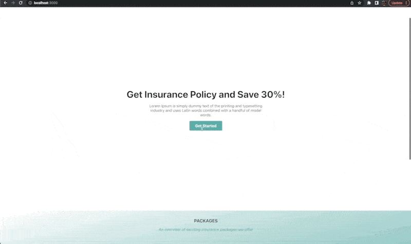 Demo of applications landing page