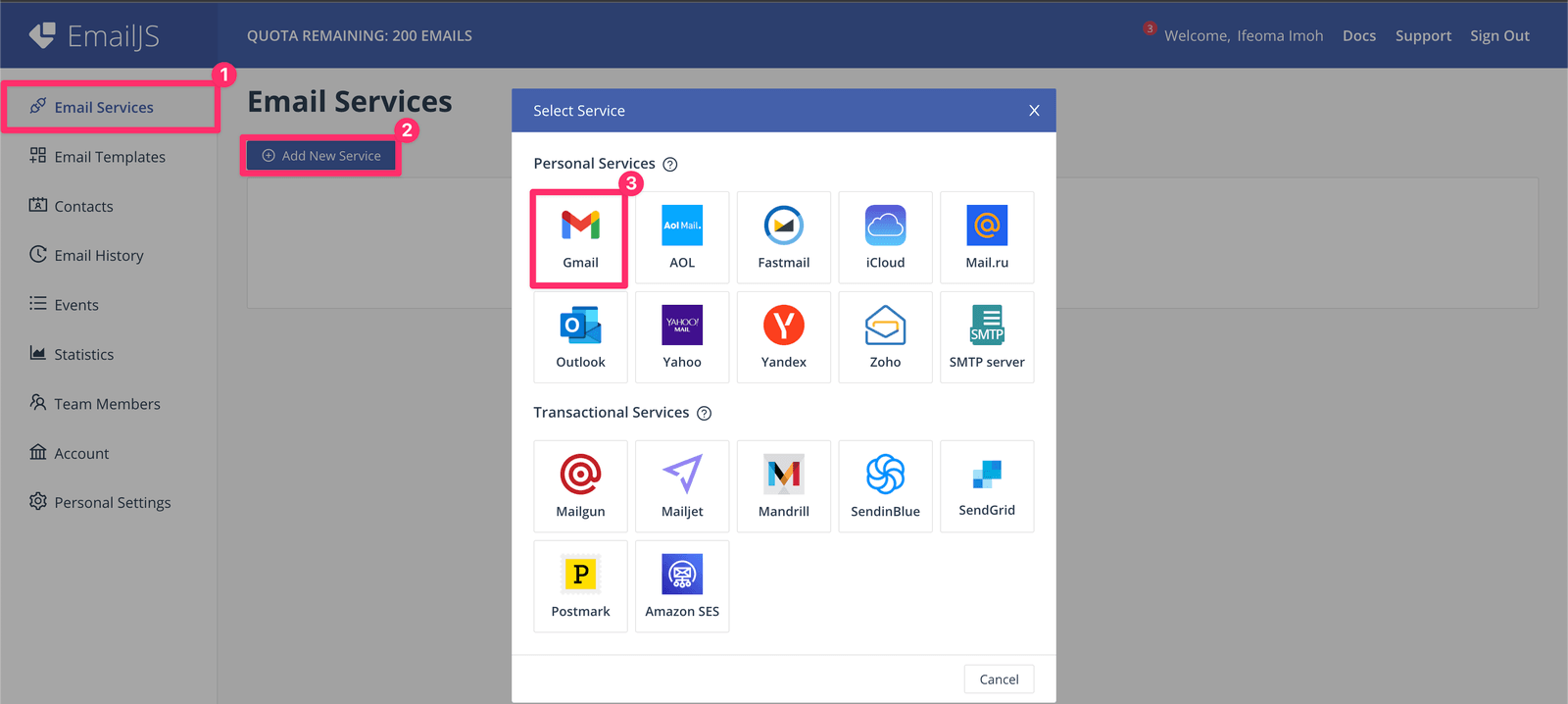 Add Gmail service Add Gmail service