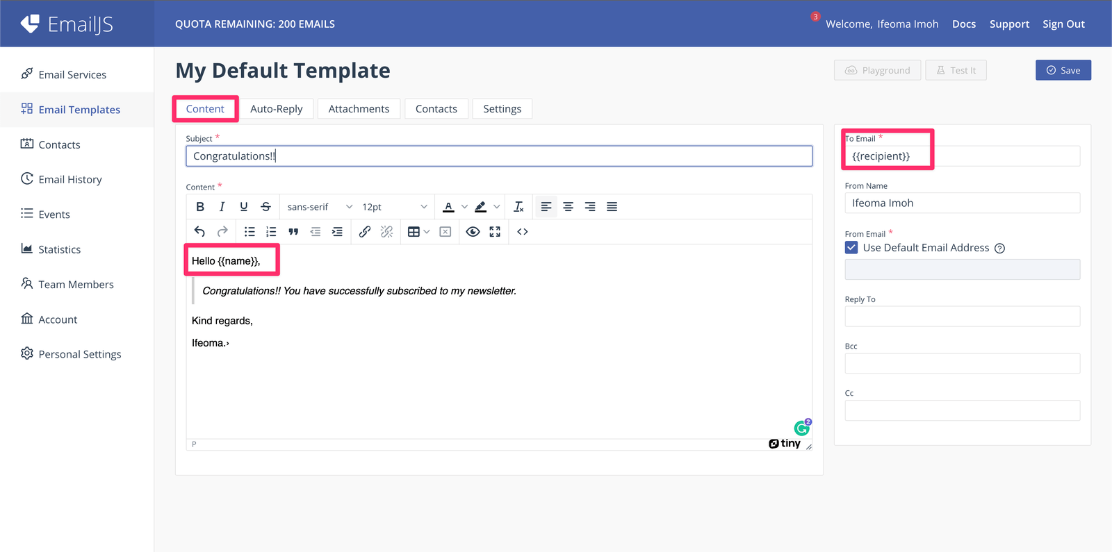 customize template Customize template