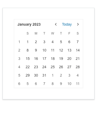 UI for Blazor Calendar Week Number Beside January 2023 calendar are week numbers, so to the left of January 1st is 1, 8th is 2, 15th is 3, etc.