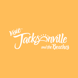 Visit Jacksonville logo The logo for Visit Jacksonville and the Beaches fits the vibe of the city and surrounding beach towns perfectly. The handwritten font gives off a casual vibe while the diacritical marks over the letter “o” showcases the beautiful sunrises that residents get to see.