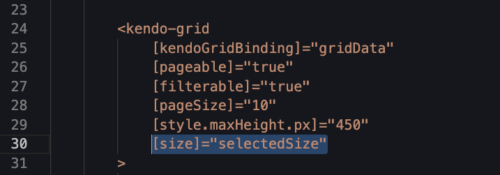 setting size in kendo ui grid for angular