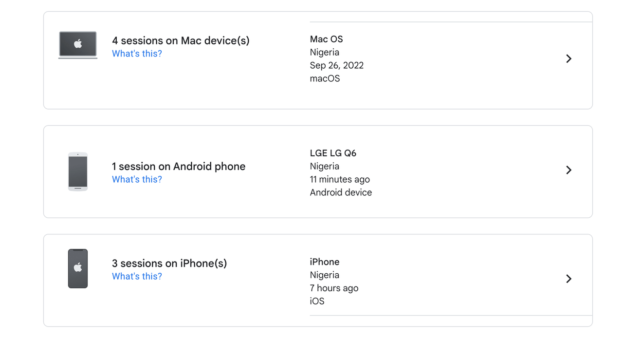 list of devices