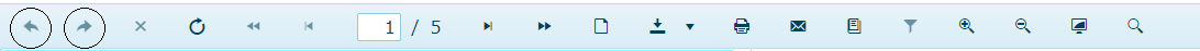 Another screenshot of the menu bar but this time the first two icons on the left are circled. The first icon is a swooping arrow circling up and pointing to the left; the second icon is a swooping arrow circling up and pointing to the right.