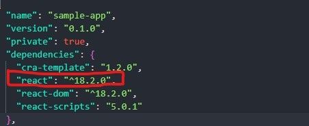 React version React version 18.2.0