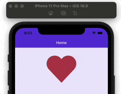 ScaleTo example Heart grows onscreen