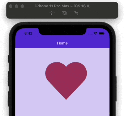 TranslateTo Example Heart slides down and right diagonally