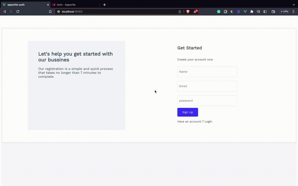 Shows process of creating users and then viewing them in backend