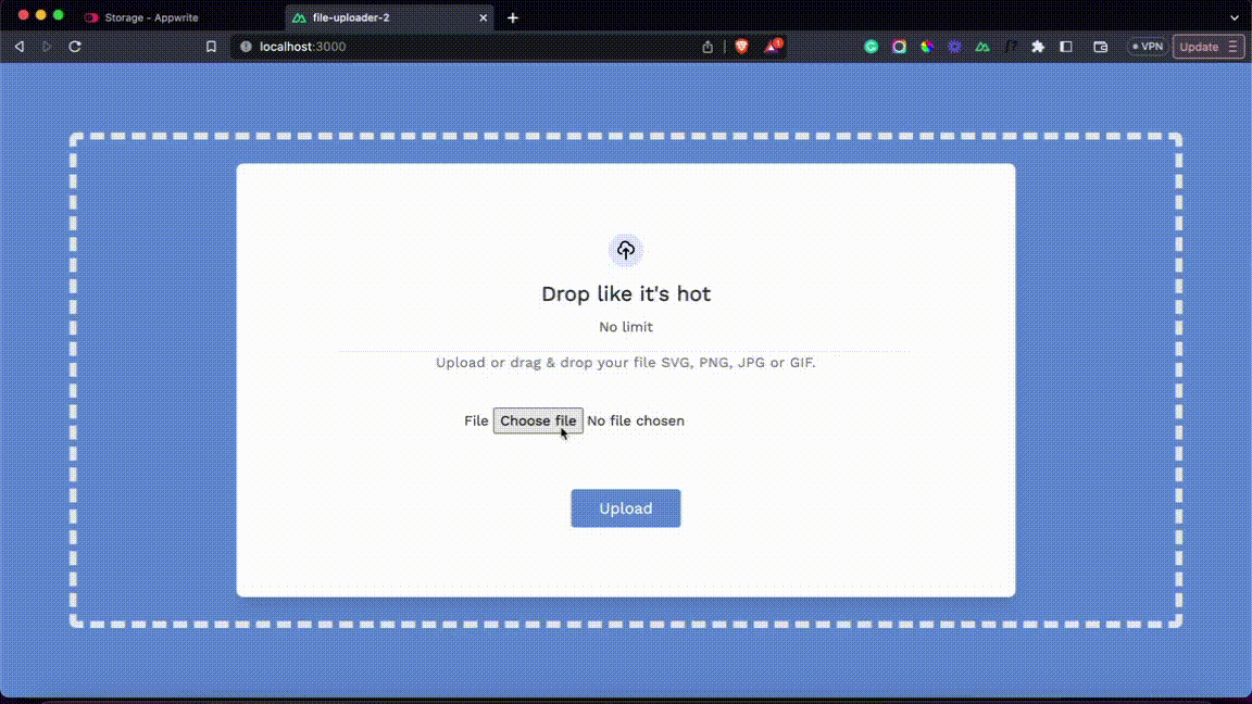 Adding files to the uploader works!