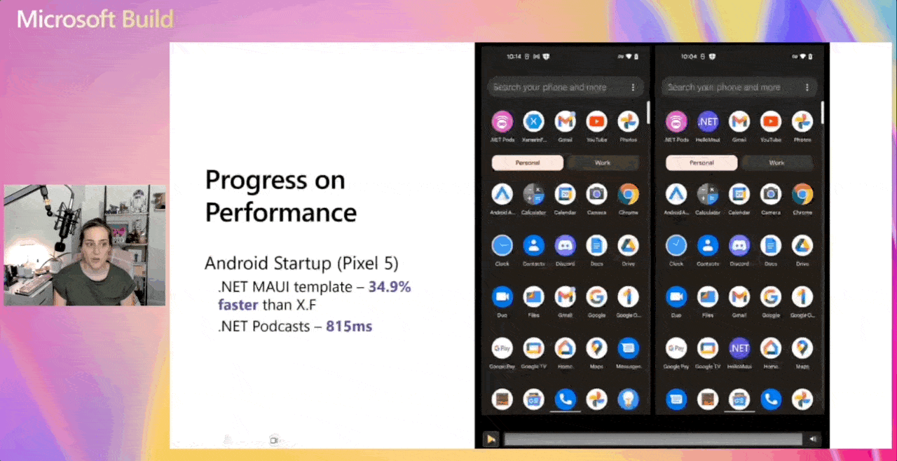 Progress on Performance Progress on performance: Android startup is faster with MAUI than Xamarin