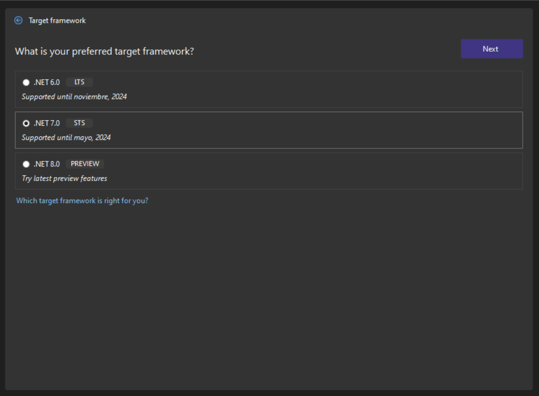 Upgrading the project What is your preferred target framework? .Net 6, .net 7, .NET 8.