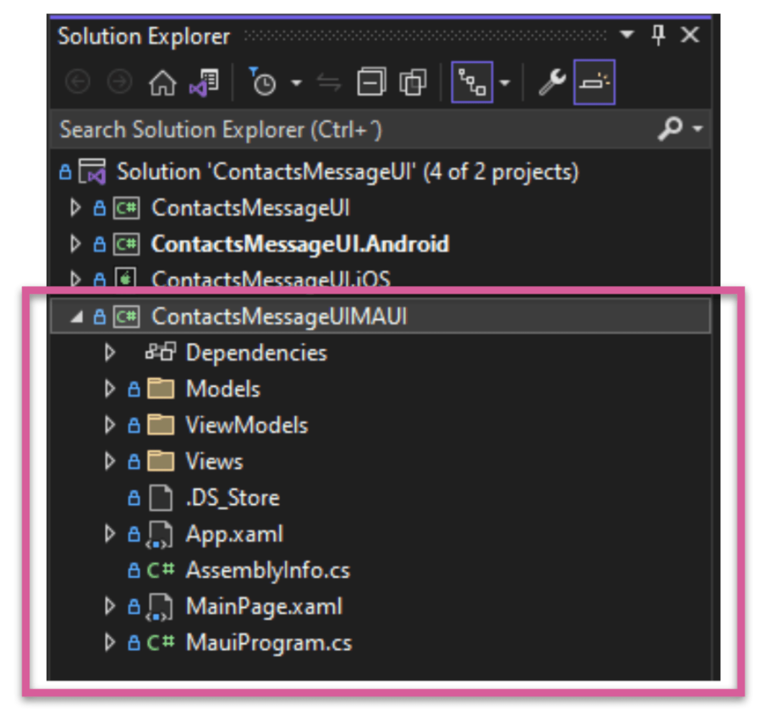 Upgrading the project ContactMessageUIMAUI project files