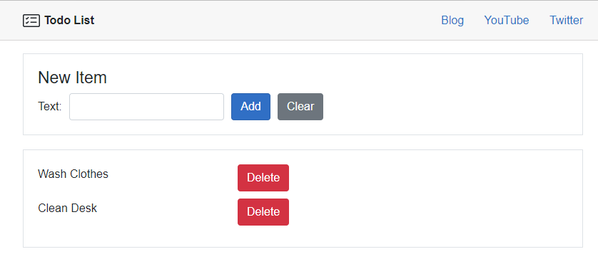 Todo App using Blazor WebAssembly with a list of todos. A list of todos with button to delete each listed item. A form with a single input field to allow adding new todo items.