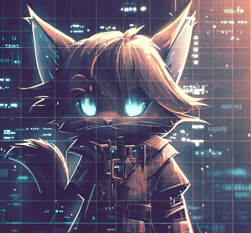 illustration of a futuristic cat