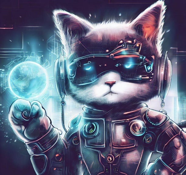 illustration of a futuristic cat