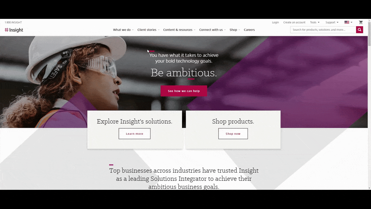 Insight link hover states In this GIF, we look at the above-the-fold section on the Insight home page. As visitor hover over the main CTA button in the hero section, it goes from a bright pink color to a darker one. The ghost buttons go from white/hollow to a dark grey. And the navigation links reveal a pink underline when someone hovers over them.