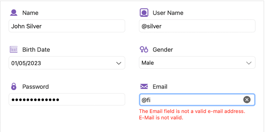 Simple Telerik DataForm An example of a simple Telerik DataForm