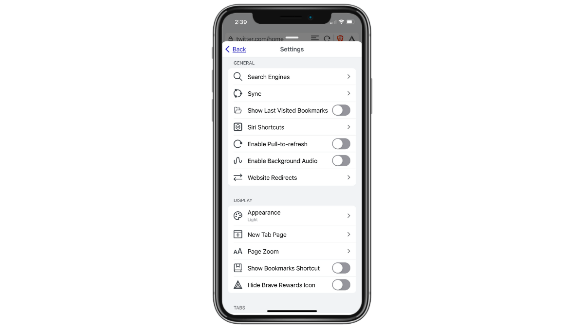 Brave settings options In the settings panel for the Brave browser app, users can enable or disable the Pull-to-refresh feature. When disabled, the search results page stops after 10 or so results. They then have to click the “Next” button to go to the next page.