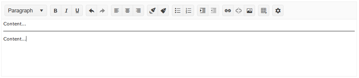 inside the wysiwyg editor, there is a horizontal rule