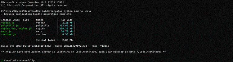 Angular-Python app ng serve