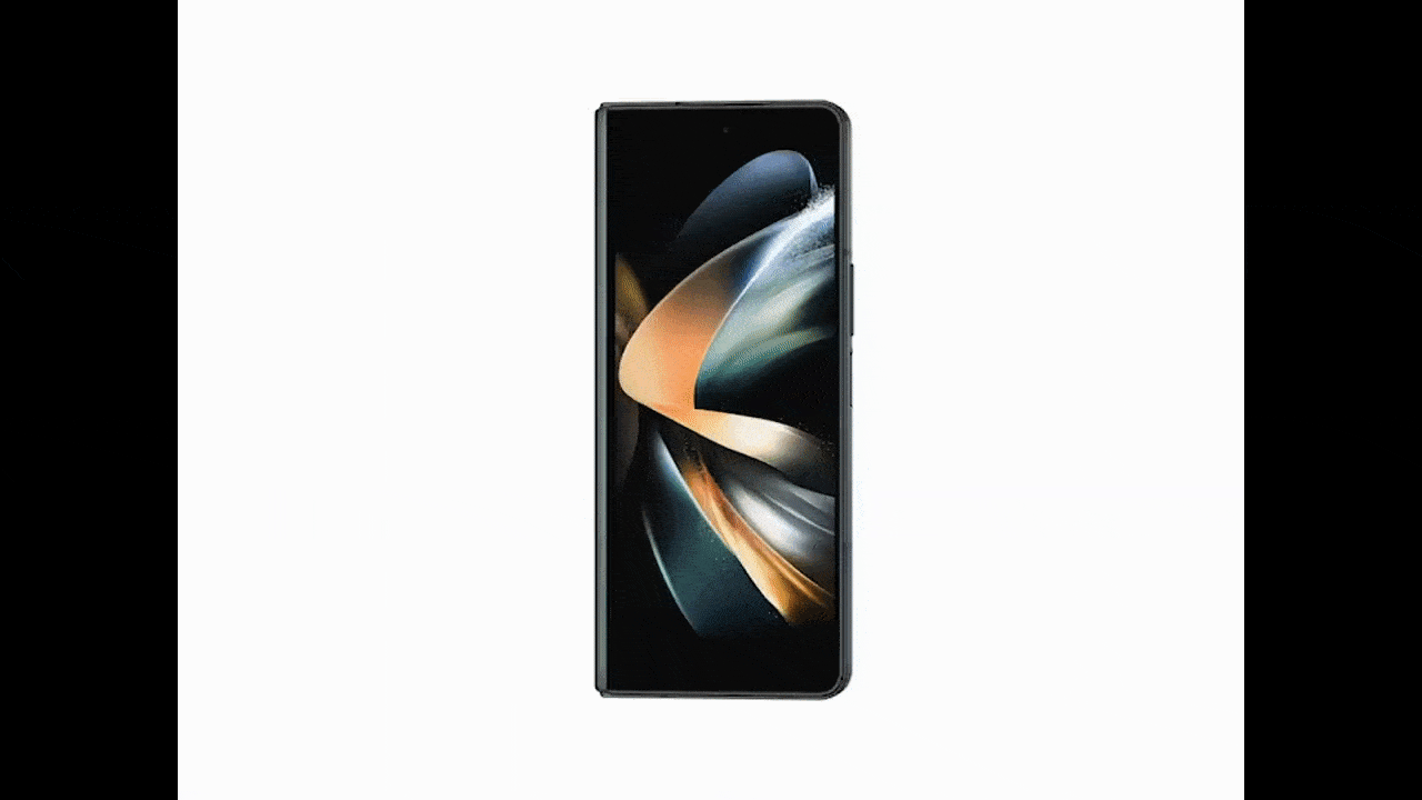 Samsung Galaxy Z Fold4 A GIF taken from the product page for the Samsung Galaxy Z Fold4 demonstrates how a foldable smartphone works.