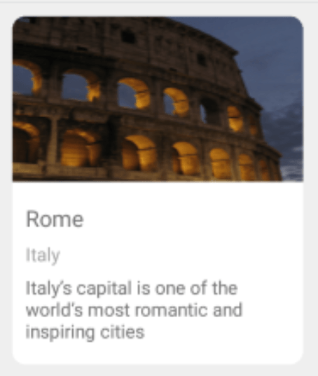 Card with info about Rome