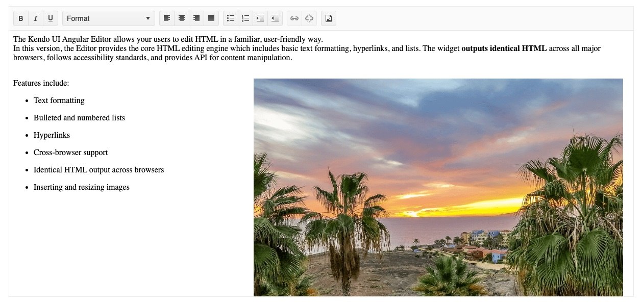 Kendo UI for Angular Rich Text Editor