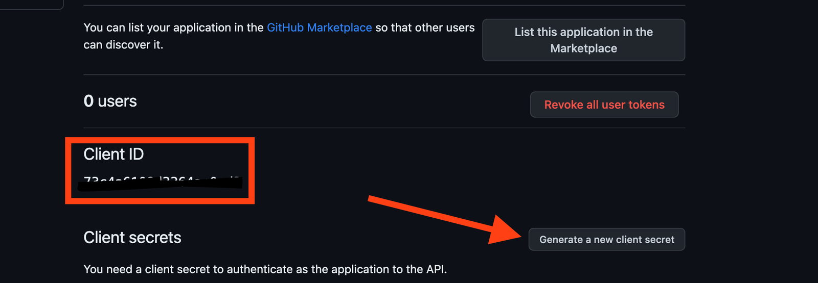 GitHub developers setting - generating secrets and client id