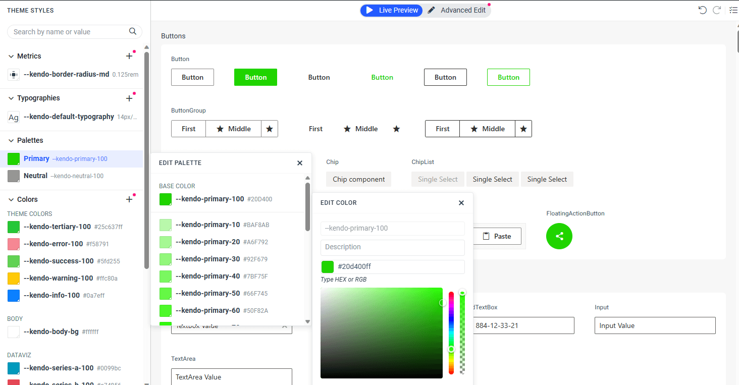 Progress ThemeBuilder palette ThemeBuilder’s Palette